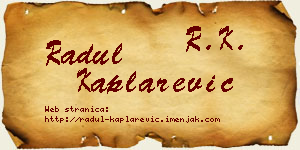 Radul Kaplarević vizit kartica